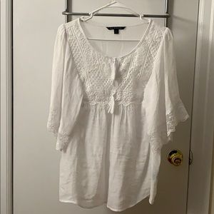 White Boho Lace front Top